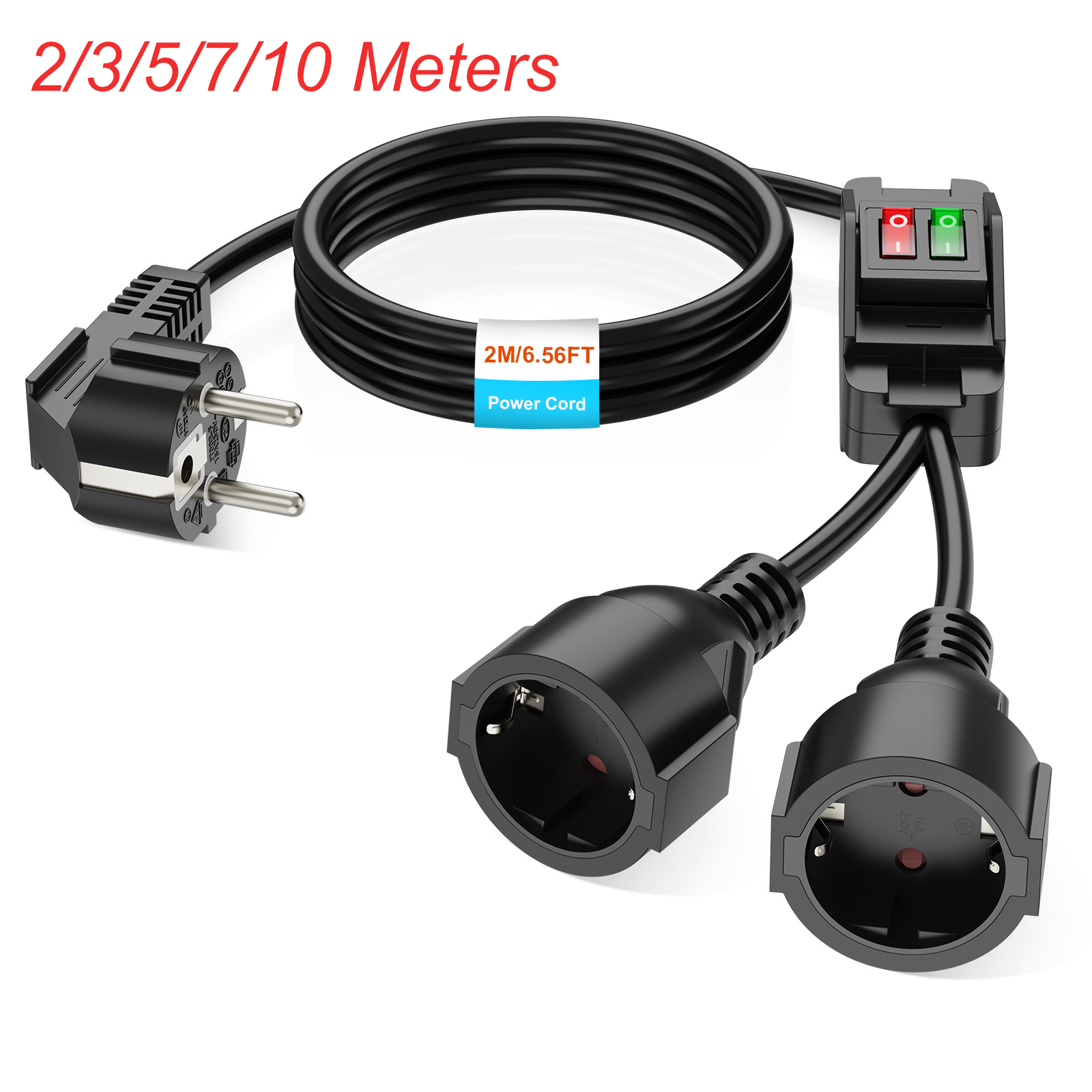 EU Plug Extension Cord with ON - Outdoor Power Outlet Extension review and price